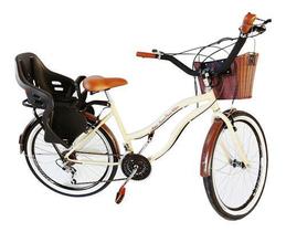 Bicicleta Aro 26 Retrô Com Cadeirinha Infantil Tras Bege - Maria Clara Bikes