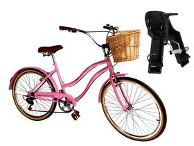Bicicleta Aro 26 Retrô Com Cesta vime E Cadeirinha Infantil - Maria Clara Bikes