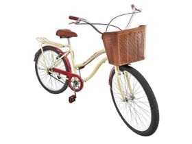 Bicicleta Aro 26 Retrô sem marchas feminina cesta plast bege