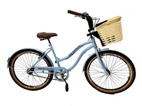 Bicicleta Aro 26 Retrô Vintage Adulto Cesta plástica Azul BB Bicicleta Aro 26 Retrô Vintage Adulto Cesta plástica Azul BB