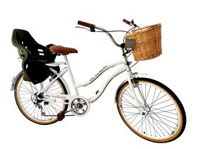 Bicicleta Aro 26 Retrô Vintage Com Cadeirinha Branco - Maria Clara Bikes