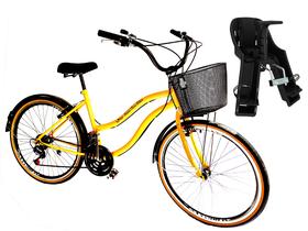 Bicicleta Aro 26 Retrô Vintage Com Cadeirinha Inf. Amarelo
