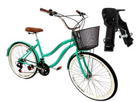 Bicicleta Aro 26 Retrô Vintage Com Cadeirinha Infantil Verde