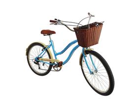 Bicicleta aro 26 retrô vintage com cesta vime plast. 6v Azul