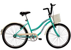 Bicicleta Aro 26 Retrô Vintage Feminina Beach Sem Marcha Azul Turquesa