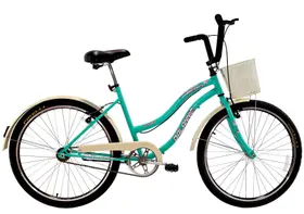 Bicicleta Aro 26 Retrô Vintage Feminina Beach Sem Marcha Azul Turquesa Bicicleta Aro 26 Retrô Vintage Feminina Beach Sem Marcha Azul Turquesa