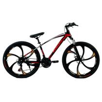 Bicicleta Aro 26 Roda Liga Magnésio Bike 21 Vel Marchas Freio a Disco VorteX Quadro Aço Carbono Leve Resistente Cor Preto/Vermelho - WCT FITNESS Bicicleta Aro 26 Roda Liga Magnésio Bike 21 Vel Marchas Freio a Disco VorteX Quadro Aço Carbono Leve Resistente Cor Preto/Vermelho - WCT FITNESS