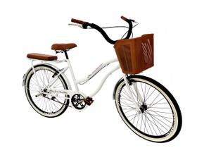 Bicicleta Aro 26 urbana Assento Acolchoado pedaleiras Branco