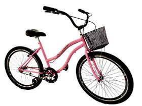 Bicicleta aro 26 urbana passeio tropical sem marchas rosa