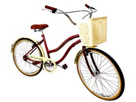 Bicicleta aro 26 urbana s/ marchas cesta plast vermelho