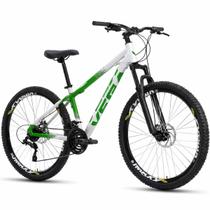 Bicicleta Aro 26 Vega Warrior Alumínio Tipo Bike Vikingx 21 Vel Freio a Disco Aero Vmaxx Grau Suspensão