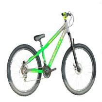 Bicicleta Aro 26 Velooh Attack Freeride 21v Aero Câmbios Importados Verde com Cinza