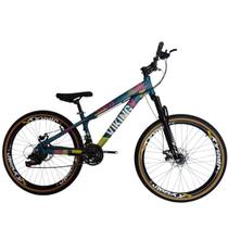 Bicicleta Aro 26 Vikingx 21 Velocidades Freio Disco Mecanico Rodas Vmaxx Pneu Balão Faixa Amarelo
