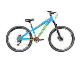 Bicicleta Aro 26 VikingX Azul Laranja 1x8 Freios Hidráulicos Câmbios Shimanos