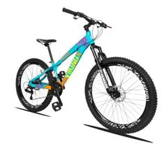 Bicicleta aro 26 Vikingx Azul Laranja 21v Câmbios Shimano Aro Vmaxx