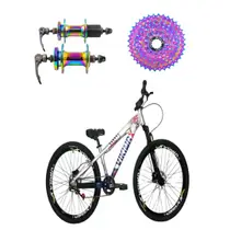 Bicicleta aro 26 Vikingx Prata Azul 1x8v Cassete e Cubo Cassete Camaleão Bicicleta aro 26 Vikingx Prata Azul 1x8v Cassete e Cubo Cassete Camaleão