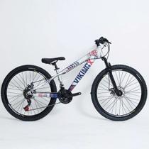 Bicicleta aro 26 Vikingx Prata Azul 21V Câmbios Importados Aero com Capacete Bicicleta aro 26 Vikingx Prata Azul 21V Câmbios Importados Aero com Capacete