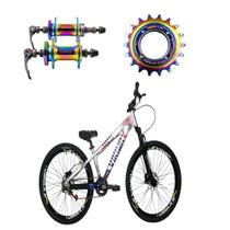 Bicicleta aro 26 Vikingx Prata Azul Single Cubo e Catraca de Rosca Camaleão Bicicleta aro 26 Vikingx Prata Azul Single Cubo e Catraca de Rosca Camaleão