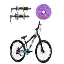 Bicicleta aro 26 Vikingx Preto Azul 1x8v Cassete e Cubo Cassete Camaleão Bicicleta aro 26 Vikingx Preto Azul 1x8v Cassete e Cubo Cassete Camaleão