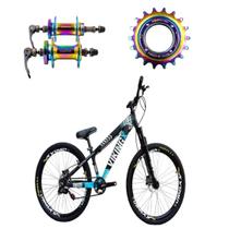 Bicicleta aro 26 Vikingx Preto Azul Single Cubo e Catraca de Rosca Camaleão Bicicleta aro 26 Vikingx Preto Azul Single Cubo e Catraca de Rosca Camaleão
