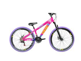 Bicicleta Aro 26 VikingX Rosa Azul Câmbios Shimanos Pneu Roxo Bicicleta Aro 26 VikingX Rosa Azul Câmbios Shimanos Pneu Roxo