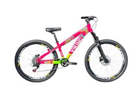 Bicicleta Aro 26 Vikingx Rosa Verde 1x8 Freios Hidraulicos Câmbios Shimano