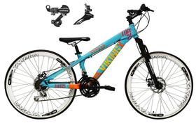 Bicicleta Aro 26 Vikingx Tuff 21v Alumínio Câmbio Shimano Freio a Disco Aros Vmaxx Branco- Azul/Laranja