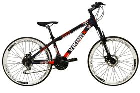 Bicicleta Aro 26 Vikingx Tuff 21v Alumínio Câmbios Shimano Freio a Disco Aros Vmaxx Brancos- Roxo/Laranja X30