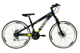 Bicicleta Aro 26 Vikingx Tuff 21v Alumínio Câmbios Shimano Freio a Disco Hidráulicos Aros Vmaxx Brancos - Preto/Verde