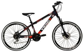 Bicicleta Aro 26 Vikingx Tuff 21v Alumínio Câmbios Shimano Freio a Disco Hidráulicos Aros Vmaxx Pretos - Roxo/Laranja X30