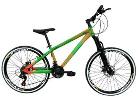 Bicicleta Aro 26 Vikingx Tuff 21v Alumínio Câmbios Shimano Freio a Disco Hidráulicos Aros Vmaxx Pretos - Verde X35