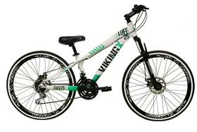 Bicicleta Aro 26 Vikingx Tuff 21v Alumínio Freio a Disco Aros Vmaxx Pretos - Branco/Verde