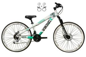 Bicicleta Aro 26 Vikingx Tuff 21v Alumínio Freio Hidráulico a Disco Aros Vmaxx Branco - Branco/Verde