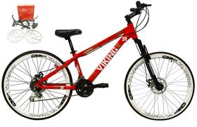 Bicicleta Aro 26 Vikingx Tuff 21v Alumínio Freio Hidráulico a Disco Aros Vmaxx Branco - Vermelho