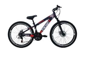 Bicicleta Aro 26 Vikingx Tuff 21v Alumínio Freio Hidráulico a Disco Aros Vmaxx Pretos - Roxo/Laranja