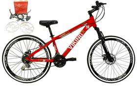Bicicleta Aro 26 Vikingx Tuff 21v Alumínio Freio Hidráulico a Disco Aros Vmaxx Pretos - Vermelho