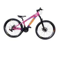 Bicicleta Aro 26 Vikingx Tuff 25 Aluminio 13,8 Aro Vmaxx 21 Velocidades Freio Disco Mecanico Pneu Balão Flame