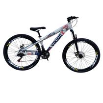 Bicicleta Aro 26 Vikingx Tuff 25 Aluminio 13,8 Aro Vmaxx 24 Velocidades Freio Disco Mecanico Pneu Balão Flame