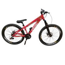 Bicicleta Aro 26 Vikingx Tuff 25 Aluminio 13,8 Aro Vmaxx 24 Velocidades Freio Disco Mecanico Pneu Balão Flame