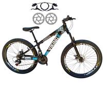 Bicicleta Aro 26 Vikingx Tuff 25 Aluminio 13,8 Aro Vmaxx 24 Velocidades Freio Hidraulico Pneu Balão Flame