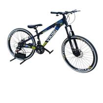 Bicicleta Aro 26 Vikingx Tuff 25 Aluminio 21 Velocidades Freio Disco Mecanico Mtb Freeride Pneu Slk Fino Faixa Branca