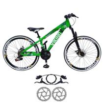Bicicleta Aro 26 Vikingx Tuff 25 Aluminio 21 Velocidades Freio Hidraulico Pneu Slk Fino Faixa Branca