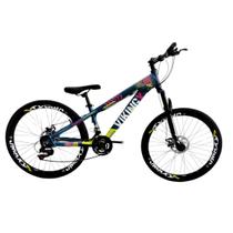 Bicicleta Aro 26 Vikingx Tuff 25 Aluminio 21 Velocidades Freio Hidraulico Pneu Slk Fino Preto