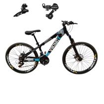 Bicicleta Aro 26 Vikingx Tuff 25 Aluminio 21v Cambio Shimano Traseiro Dianteiro Mtb Freeride Suspensão Dianteira Unissex