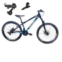 Bicicleta Aro 26 Vikingx Tuff 25 Aluminio 21v Cambio Shimano Traseiro Dianteiro Mtb Freeride Suspensão Dianteira Unissex