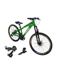 Bicicleta Aro 26 Vikingx Tuff 25 Aluminio 21v Cambio Shimano Traseiro Dianteiro Mtb Freeride Suspensão Dianteira Unissex