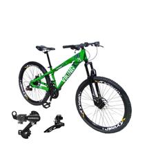 Bicicleta Aro 26 Vikingx Tuff 25 Aluminio 21v Cambio Shimano Traseiro Dianteiro Mtb Freeride Suspensão Dianteira Unissex