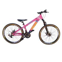Bicicleta Aro 26 Vikingx Tuff 25 Aluminio 24 Velocidades Pneu Slk fino Faixa Amarelo