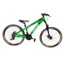 Bicicleta Aro 26 Vikingx Tuff 25 Aluminio 24 Velocidades Pneu Slk fino Faixa Amarelo