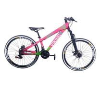 Bicicleta Aro 26 Vikingx Tuff 25 Aluminio 24 Velocidades Pneu Slk fino Faixa Branca